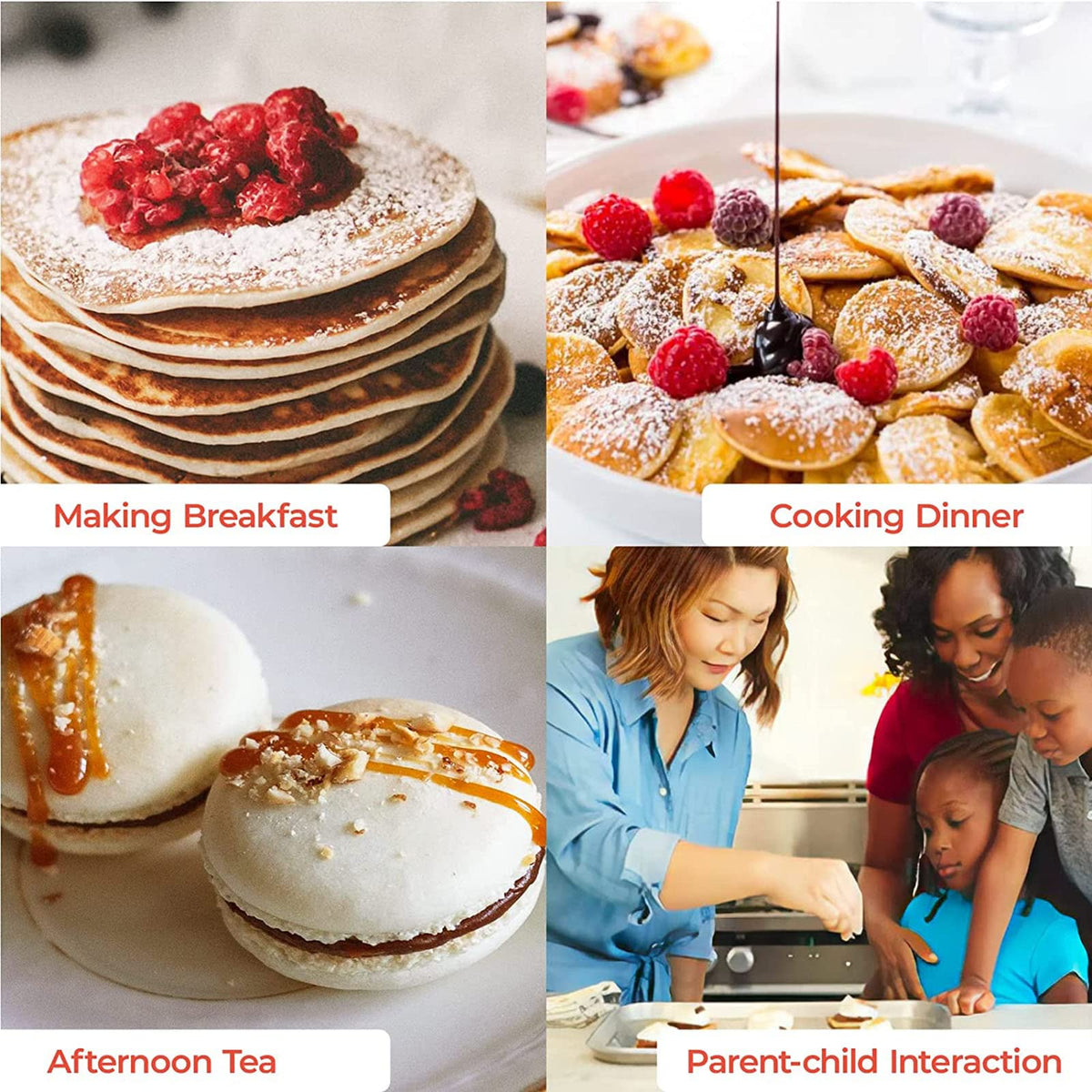 Commercial Mini Pancake Maker with Nonstick 50-Hole Plate and Temperature Control