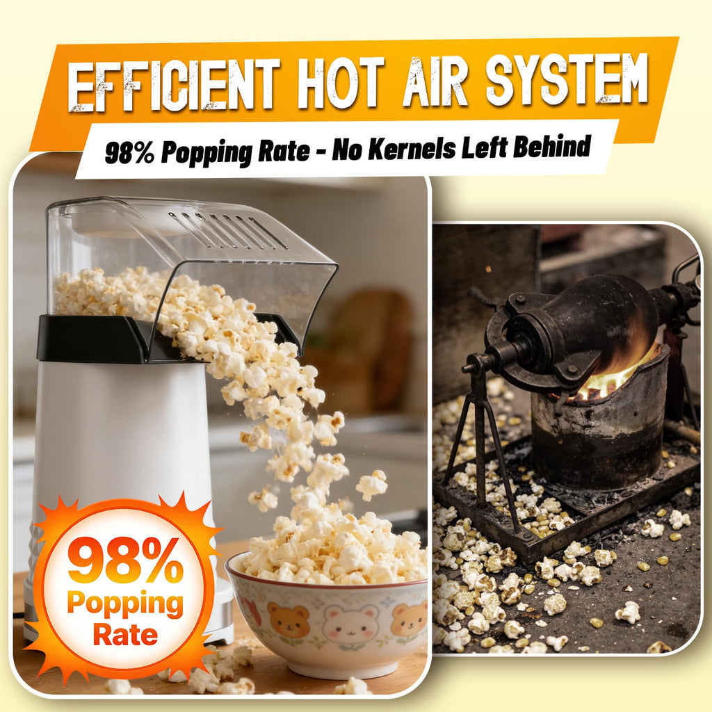 1200W Air Popcorn Maker with 4.5Qt Capacity and One-Button Operation