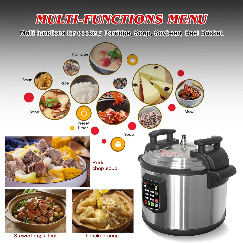 21L Commercial Electric Pressure Cooker with Nonstick Inner Pot and Multifunction Cooking Modes
