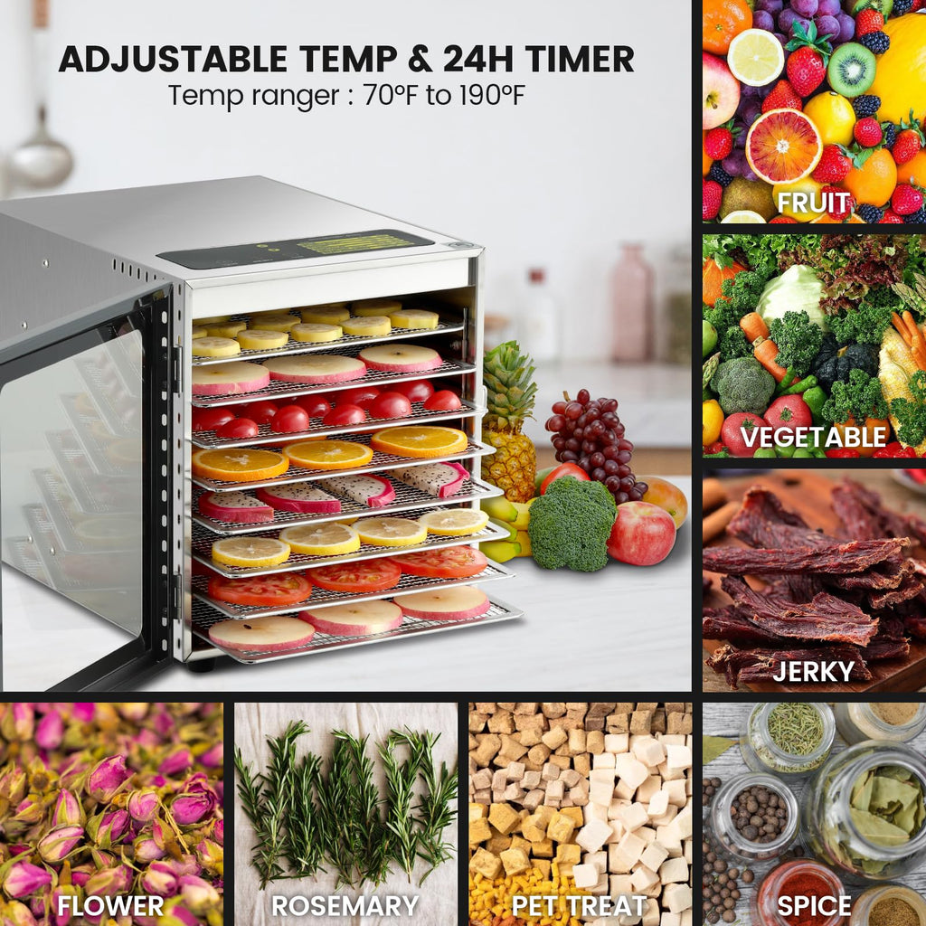 Meat Dehydrator for Jerky Maker 9 Trays 1000W Dryer Machine for Fruit Beef