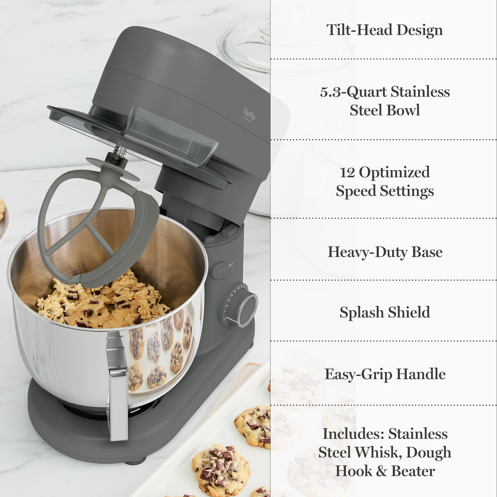 5.3Qt Tilt-Head Stand Mixer with 12 Speeds and Baking Attachments