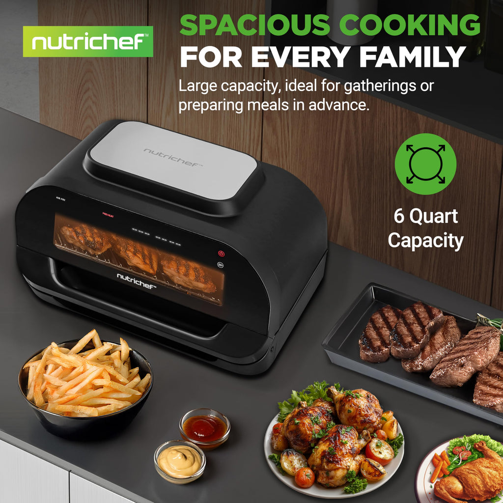 6L Smart Indoor Smokeless Grill with Air Fryer Function and Temperature Control