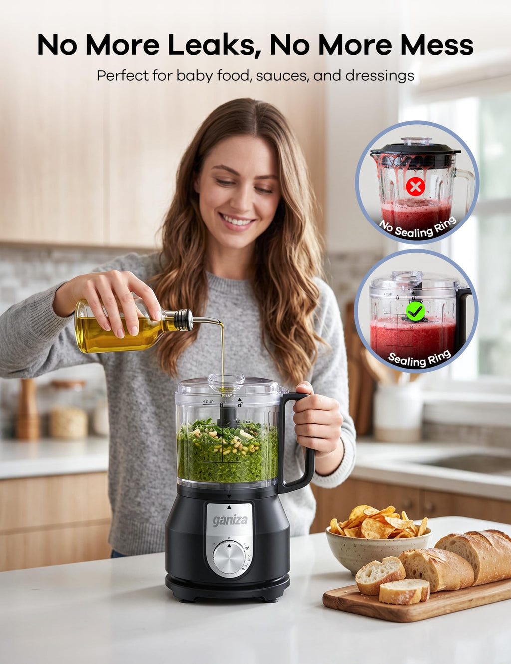4-in-1 Food Processor with Slice, Shred, Mince and Whisk Functions