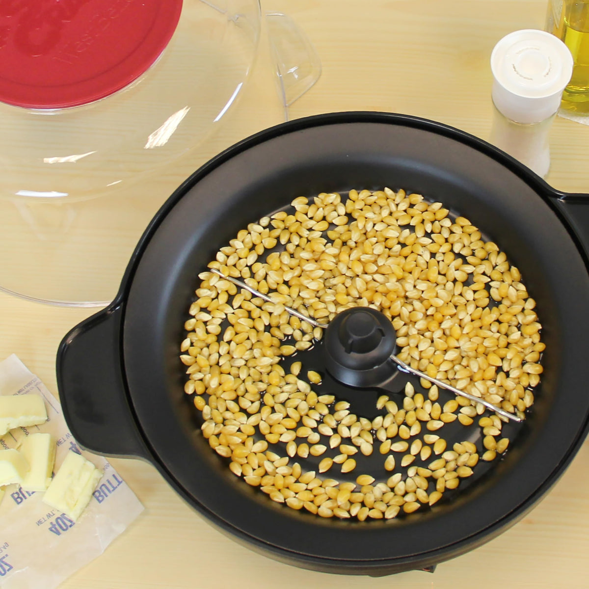 Electric Popcorn Maker with Serving Bowl and Storage Lid