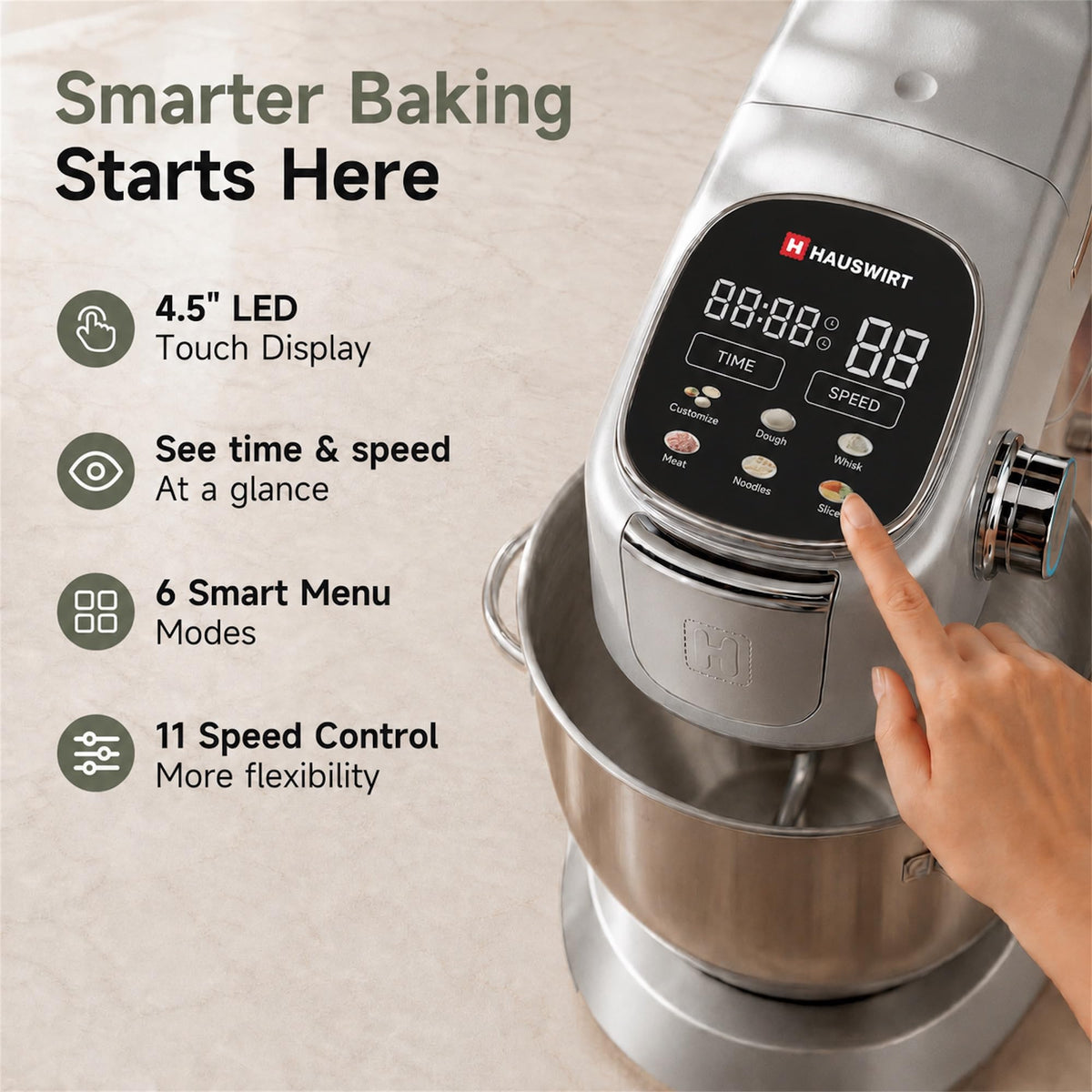 Hauswirt Stand Mixer M5 Max + 3-IN-1 Pasta Roller Attachment Bundle