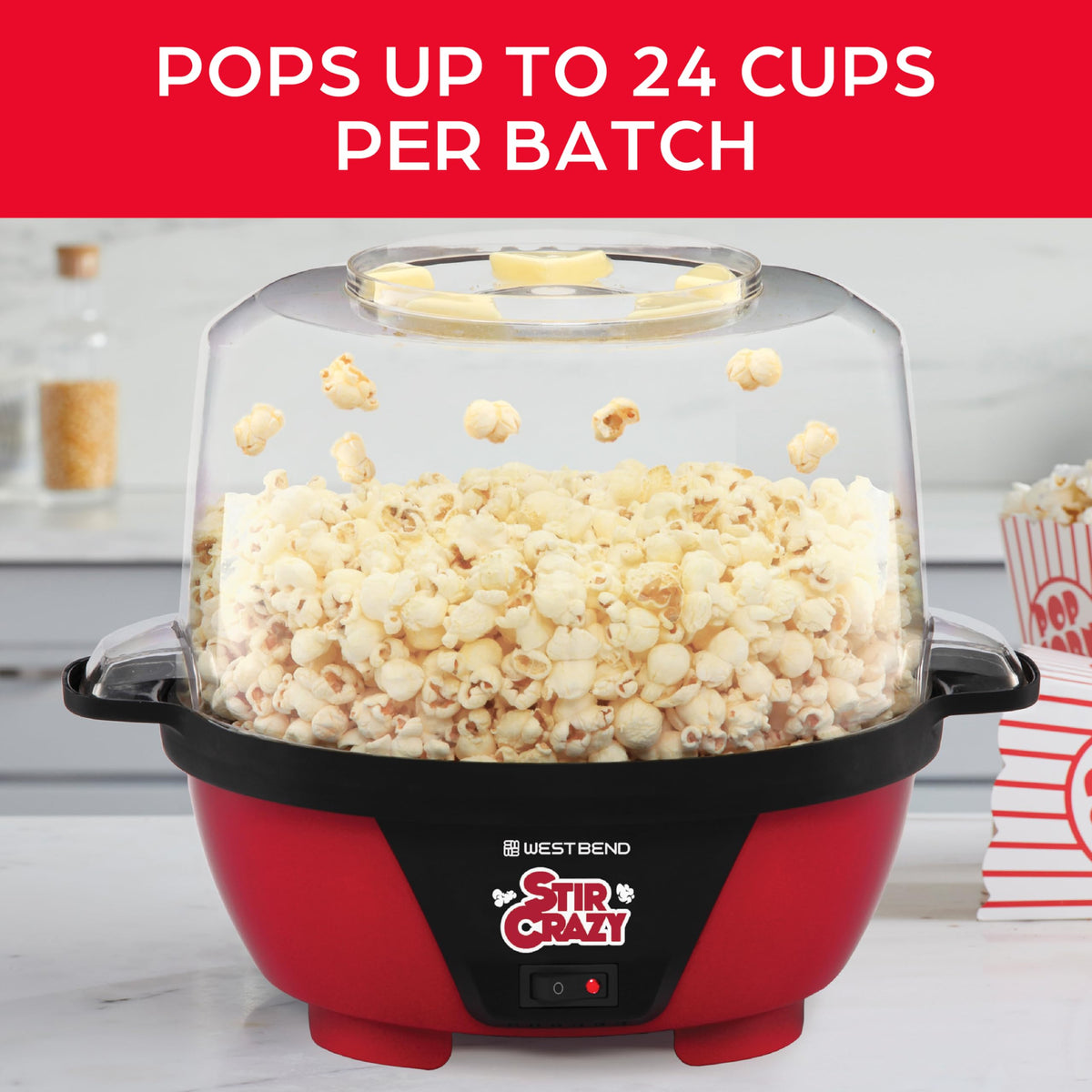Electric Popcorn Maker with Serving Bowl and Storage Lid