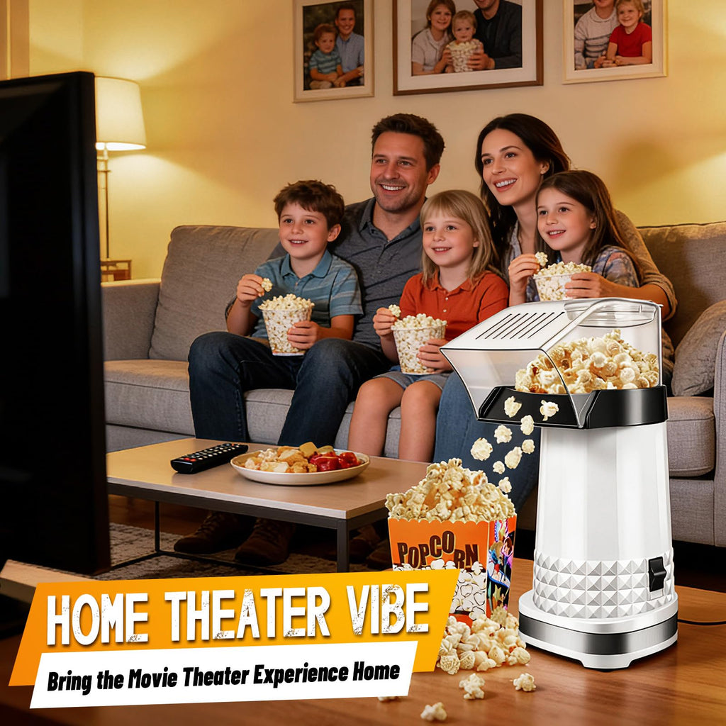 1200W Air Popcorn Maker with 4.5Qt Capacity and One-Button Operation