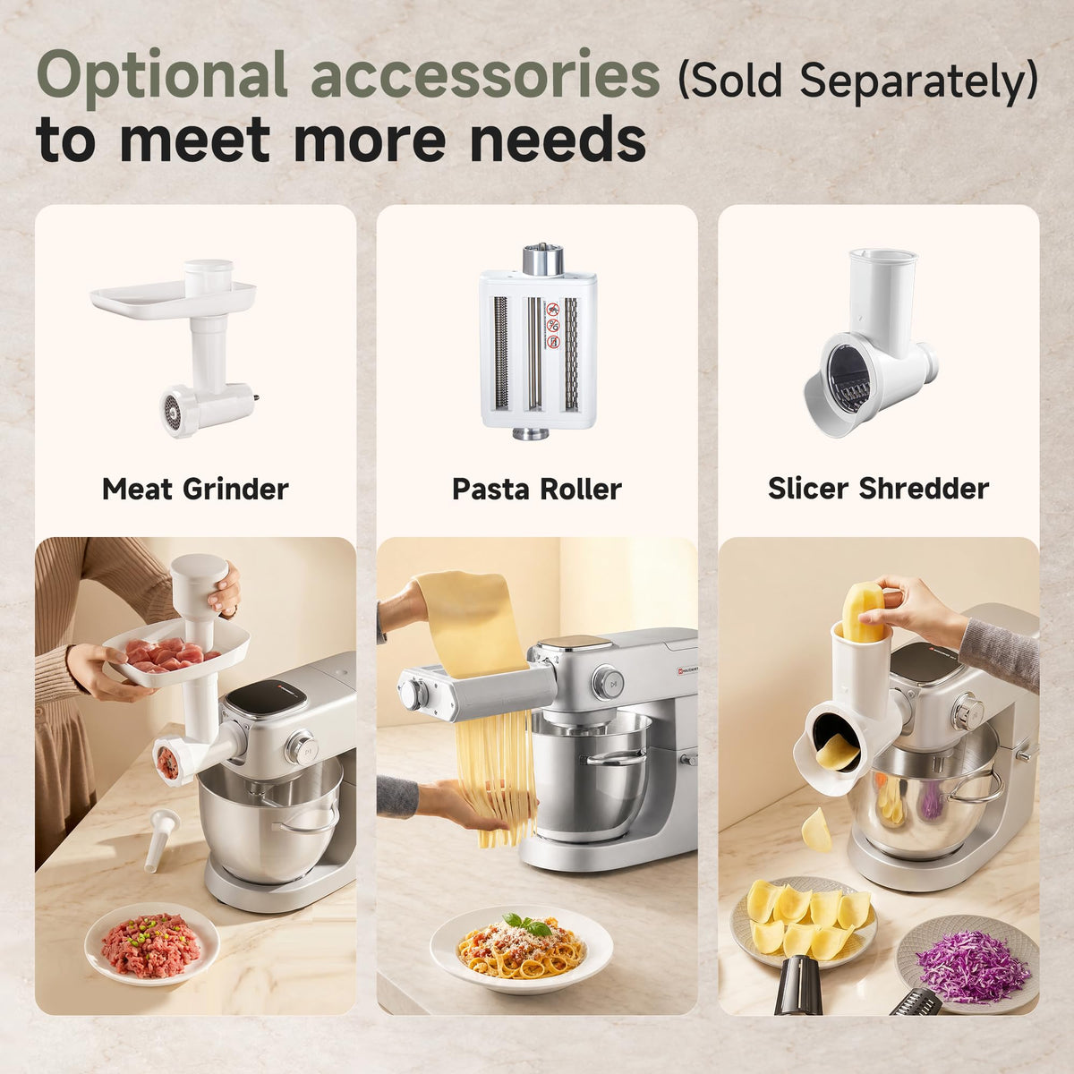 Hauswirt Stand Mixer M5 Max + 3-IN-1 Pasta Roller Attachment Bundle