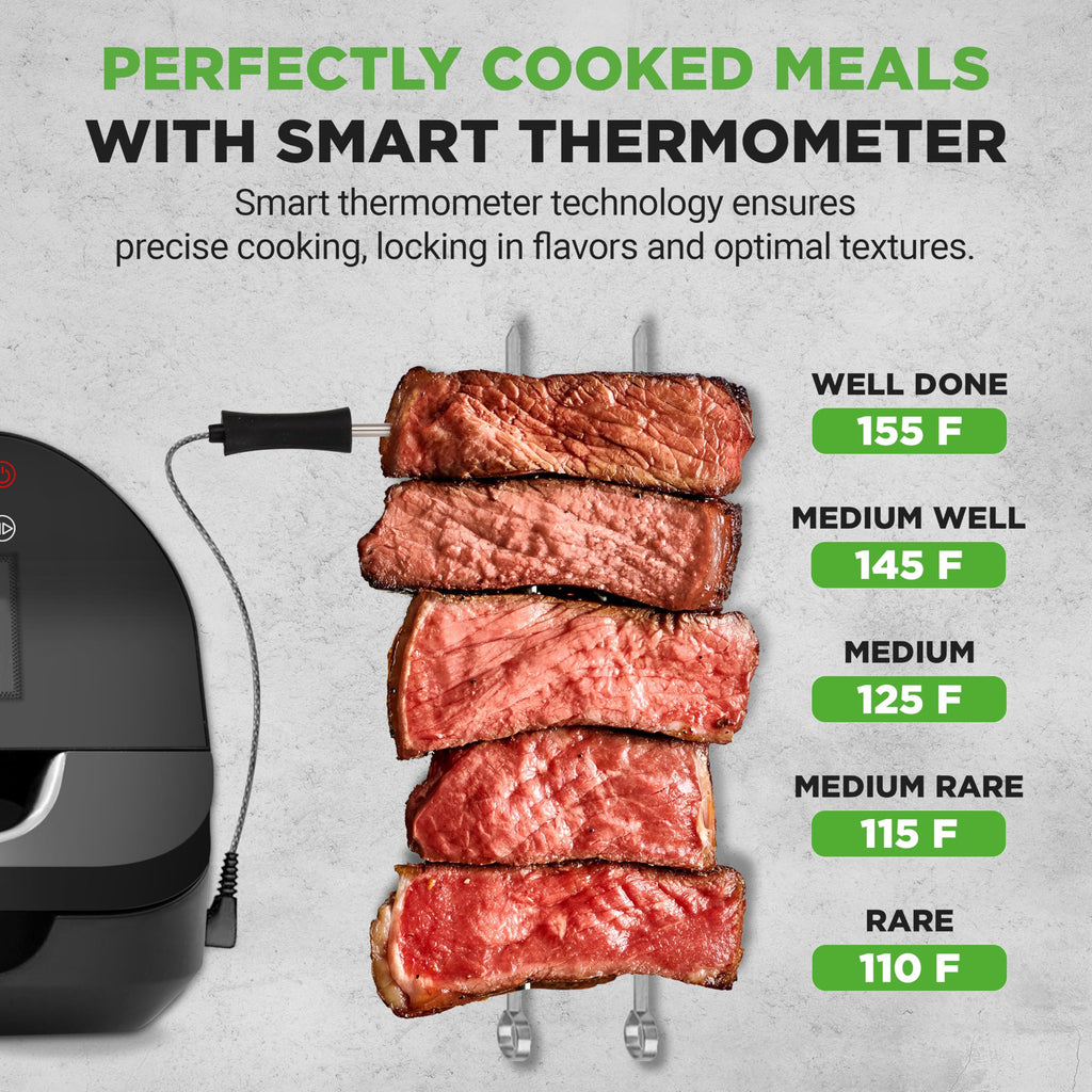 6L Smart Indoor Smokeless Grill with Air Fryer Function and Temperature Control