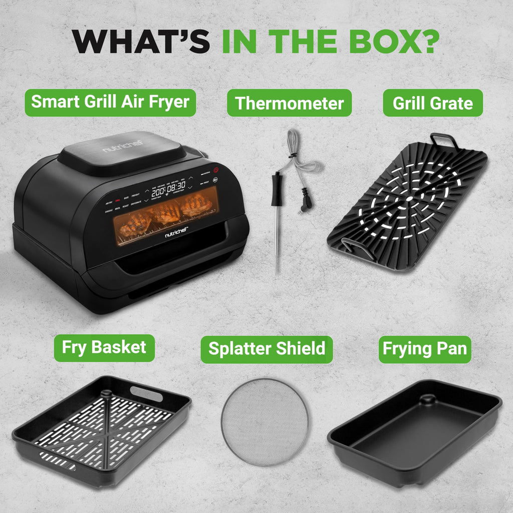 6L Smart Indoor Smokeless Grill with Air Fryer Function and Temperature Control